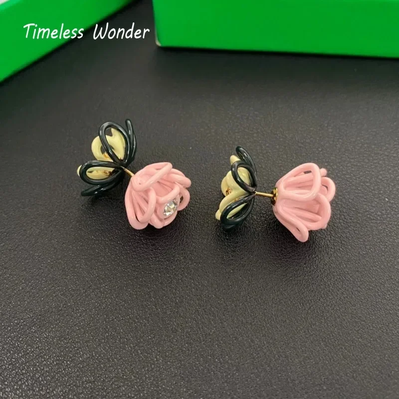 Вневременные серьги-гвоздики Wonder с эмалью и цирконием для женщин дизайнерские