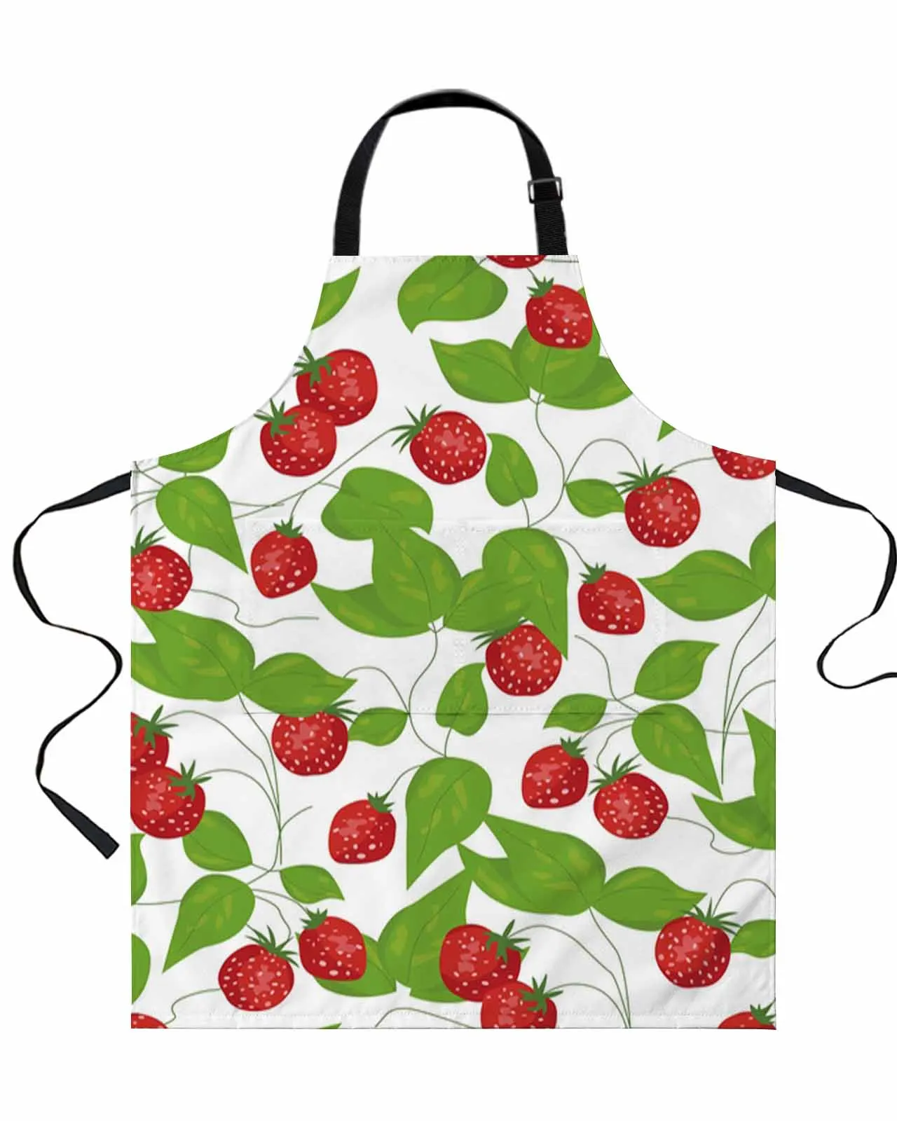 

Leaves Flowers Fruit Strawberry Apron Waterproof Anti-Oil Sleeveless Useful Things for Kitchen Men Women Home Work Wear