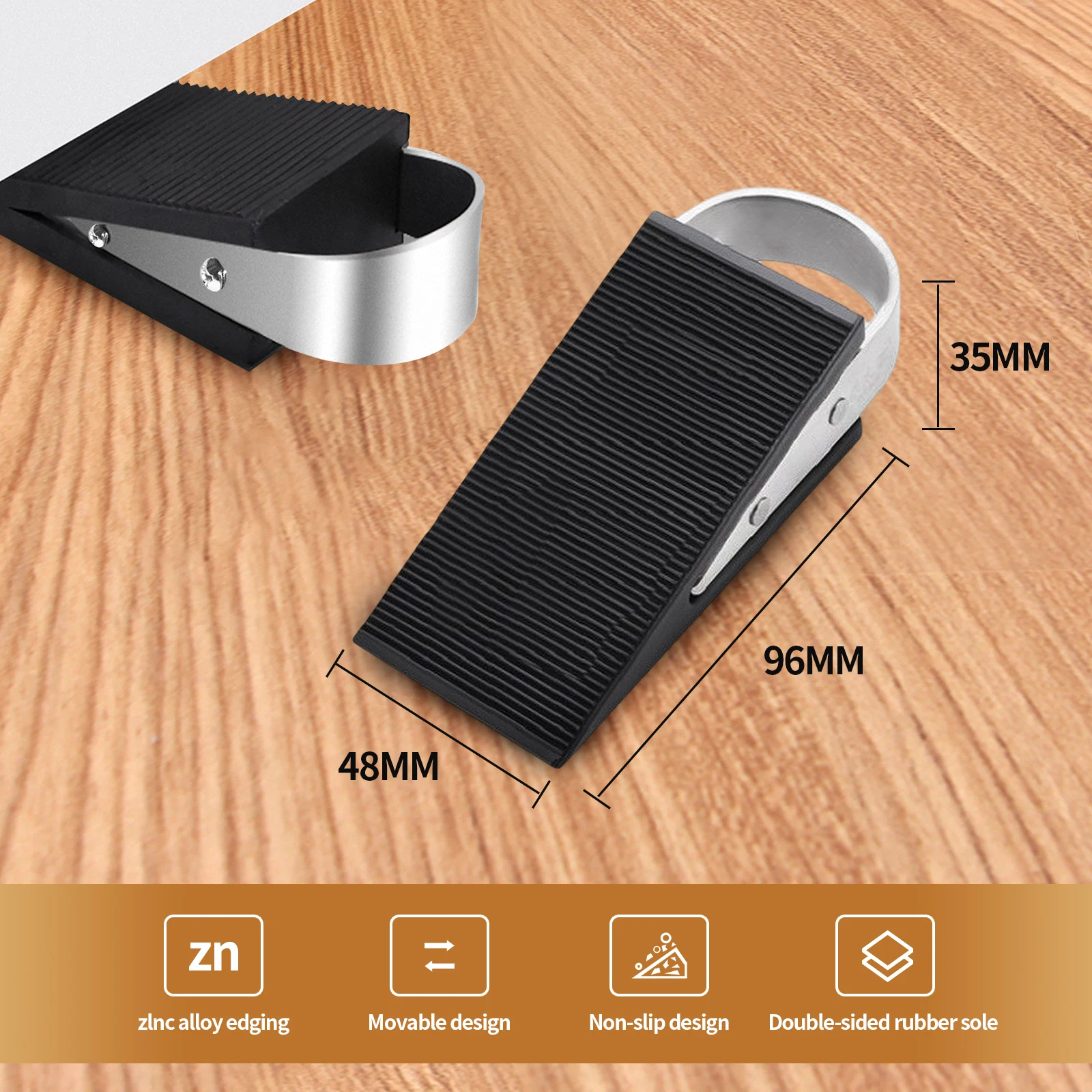 

Rubber Door Wedge with Steel Handle Heavy Duty Non-Slide Stopper Holder Gear Nail-free Baby Safety Protector Hardware