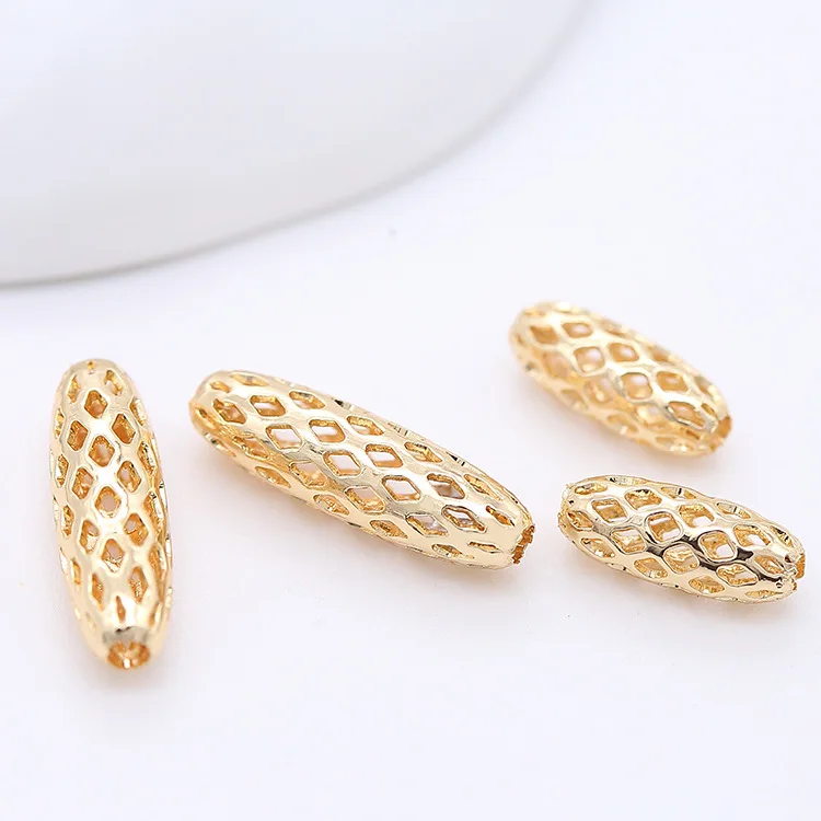 

10PCS 4x12MM 5x19MM 18K Gold Color Brass Flower Hollow Beads for Bracelet High Quality Diy Jewelry Making Findings Accessories