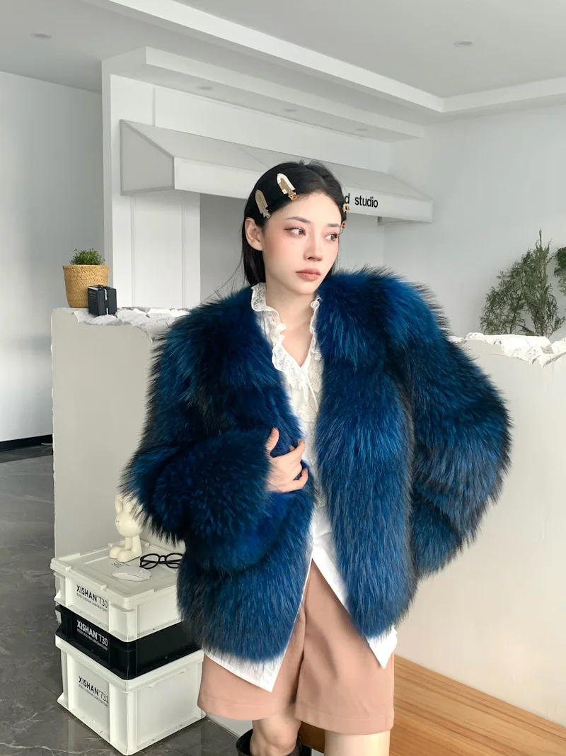 Winter Women 100% Real Raccoon Fur Coat Real Natural Fur Jacket Whole Skin Full Pelt Luxury Streetwear Thick Warm Outerwear New
