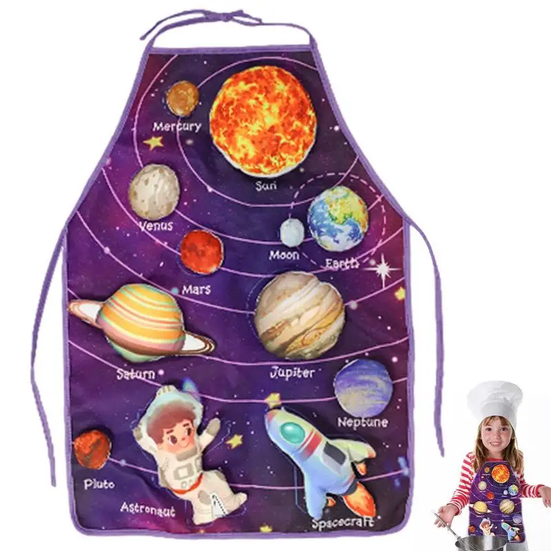 

Планет Монтессори с солнечной системой, фартук с солнечной системой, фартук для познания, игрушка для раннего развития для дошкольников, детей, игрушка со звездами для дома