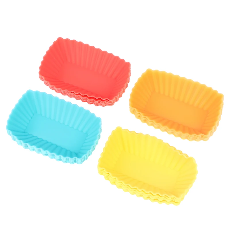

6Pcs Mini Muffin Cup Rectangle Shape Silicone Muffin Cake Baking Molds Cupcake Pan Cake Cup Cake Mold Baking Accessories