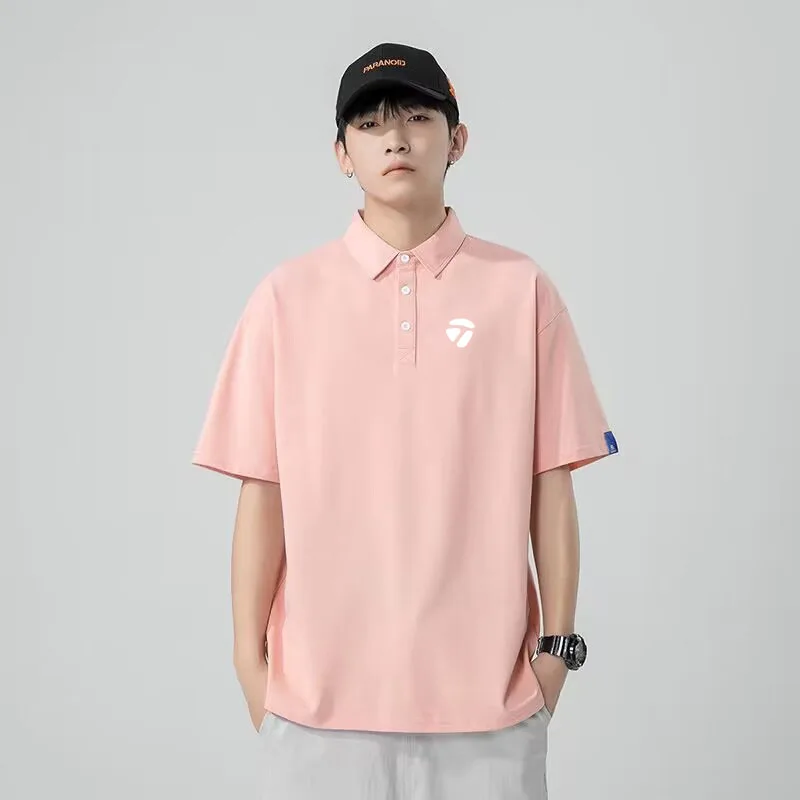 2023 spring and summer new men's loose T-shirt polo shirt golf short sleeve fashion breathable T-shirt trend sports style