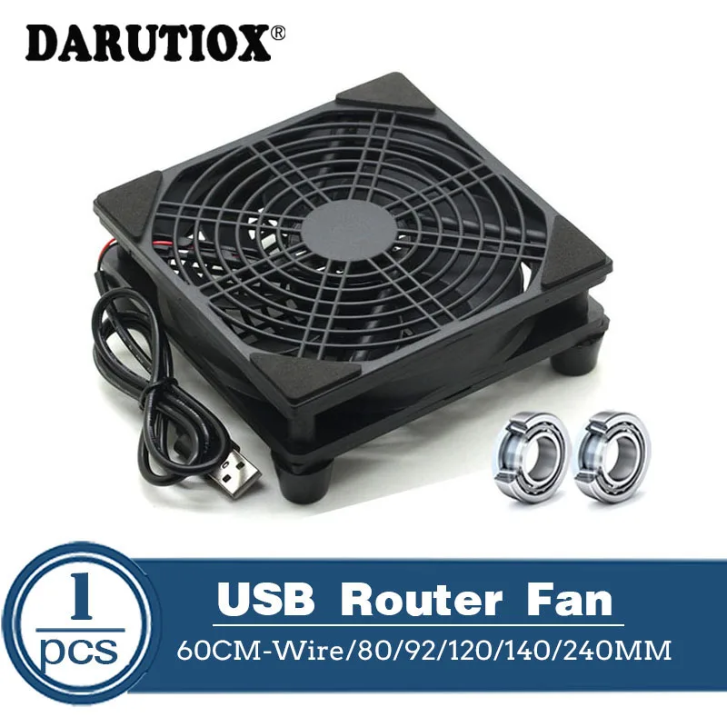 5V USB Router Fan TV Box Cooler 80mm 92mm 120mm 240mm PC DIY Cooler W/Screws Protective net Silent Desktop Fan