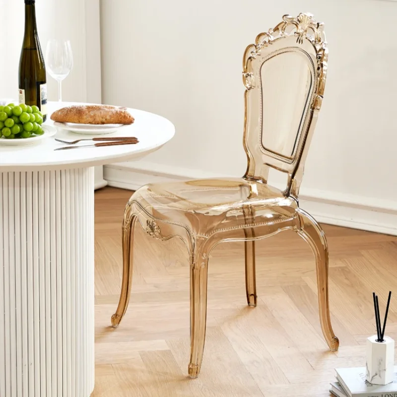 Европейский пластиковый обеденный стул скандинавский прозрачный для салона