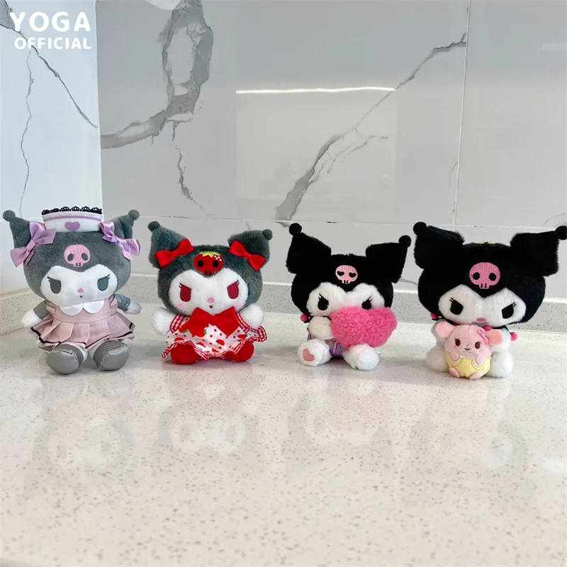 

Kawaii Sanrio Keychan Cute Strawberry Dress Kuromi Charm Keychain Sweet Girls Plush Toy Keyring Kids Plush Toy Gift