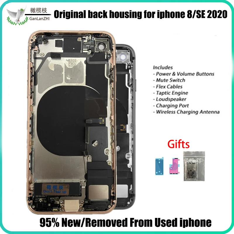 Для Iphone 8 8plus задняя стеклянная рамка корпуса SE 2020 крышка без замены материнской