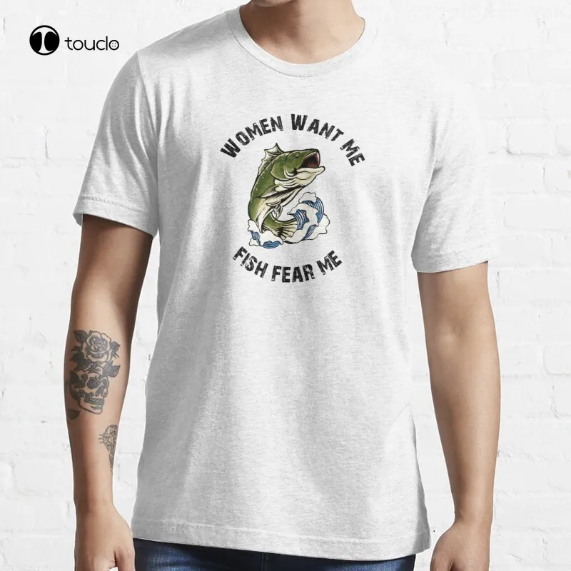 

Women Want Me Fish Fear Me T-Shirt Cotton Tee Shirt Unisex Custom Aldult Teen Unisex Digital Printing Tee Shirts Women Shirts