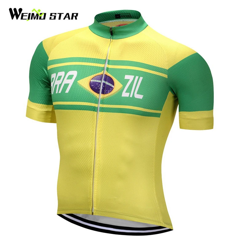 

Weimostar Pro Команда Бразилии гоночный Спорт велосипедная одежда Дышащая Mtb Велоспорт Джерси Горный шоссейный велосипед Джерси