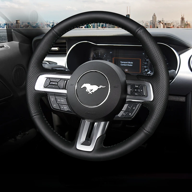 

Кожаный чехол рулевого колеса ручной работы для Ford Mustang Mach-E 15-21 аксессуары для интерьера автомобиля