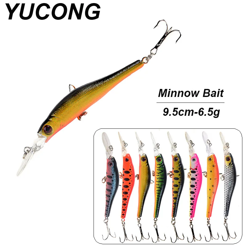 YUCONG 1PX Плавающий воблер Minnow 9,5 см-6,5 г Длинный заброс Рыболовная приманка Щука Свимбейт Жесткий воблер статья de pêche Басс Песка Иска на.