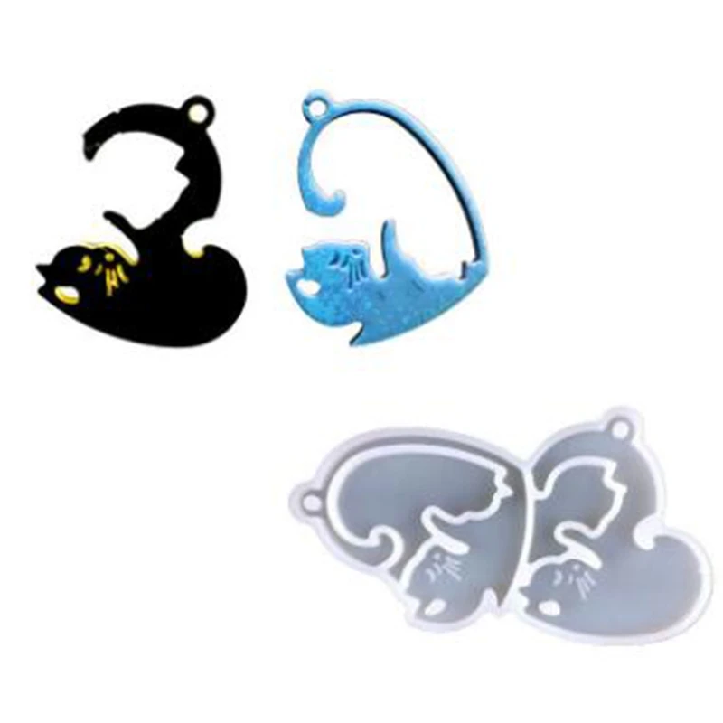 

1 Pc Love Heart Cats Shape Earrings Epoxy Resin Mold Keychain Necklace Pendant Silicone Mould DIY Crafts Jewelry Casting Tool