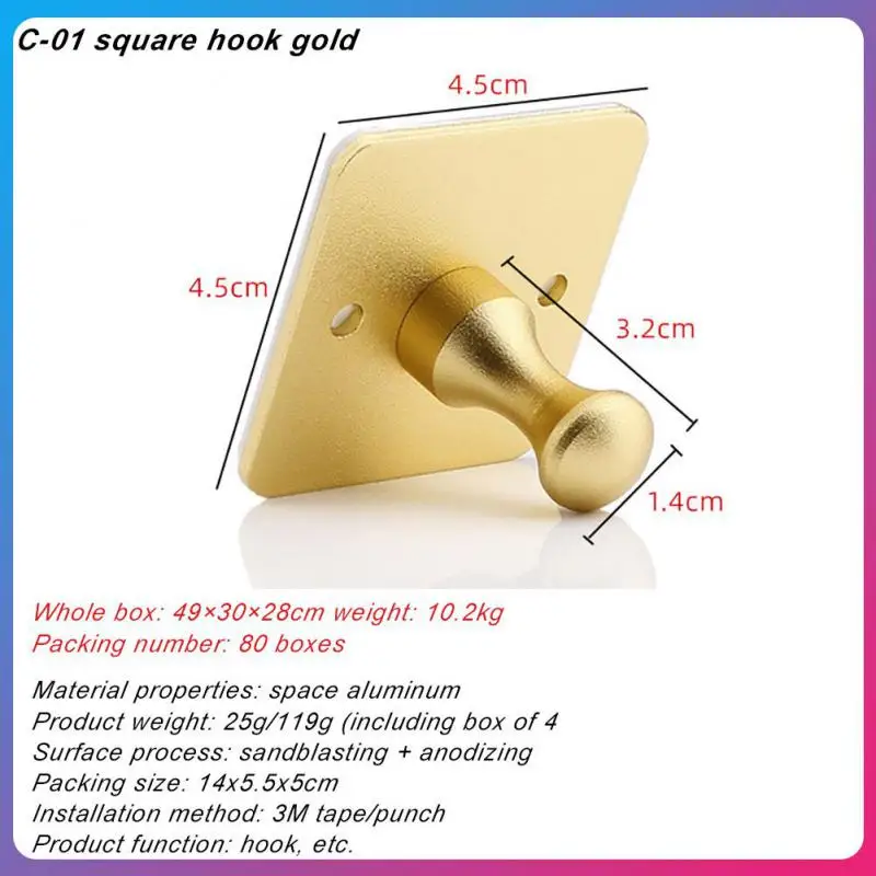 

4PCS Metal Robe Hook Wall Hook Towel Hook For Bathroom Stainless Steel Coat Hook Rustproof Hook Hanger For Kitchen Hardware