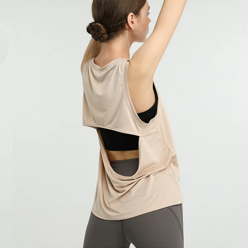 

Summer Sleeveless Shirts Women Loose Sport Vest Hollow Out Yoga Shirt Quick Dry Running Tops Gym Fitness Tank Top Blouse Female