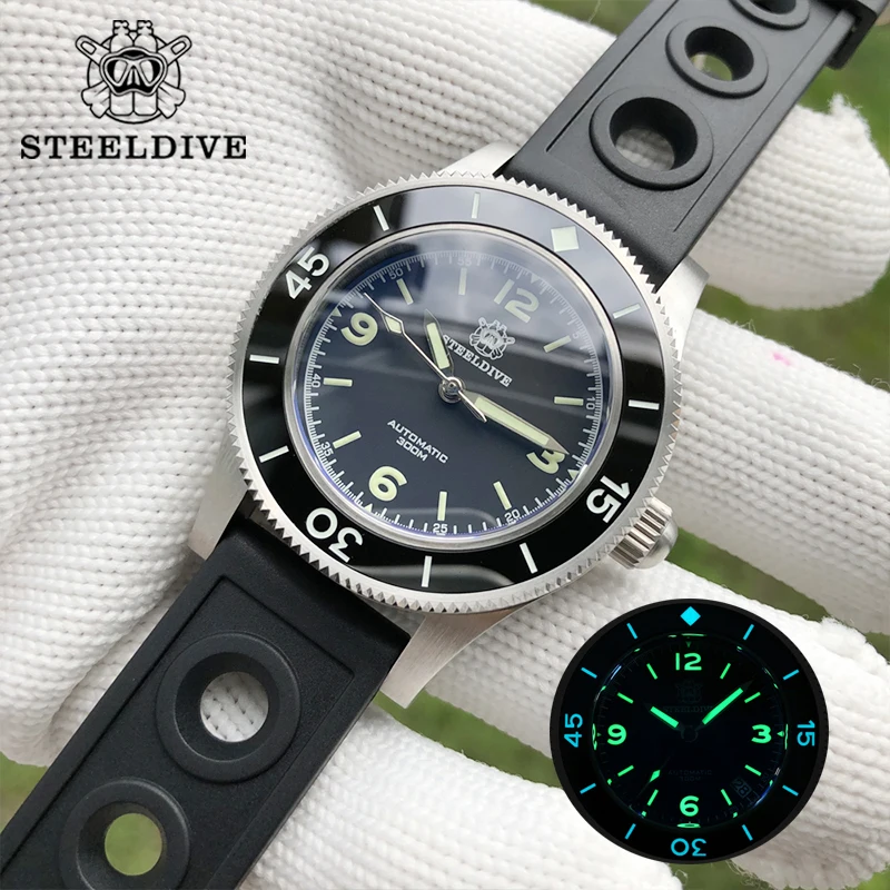 Продажа Часы наручные STEEL DIVE Мужские автоматические, спортивные водонепроницаемые механические, с сапфиром C3, светящиеся, 316L сталь, 300 м