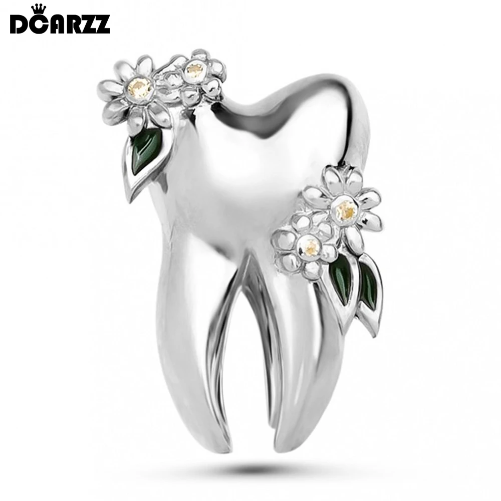 

DCARZZ New Flower Tooth Brooch Pins Dental Medical Dentist Doctor Nurse Lapel Coat Badge Decoration Jewelry Gift