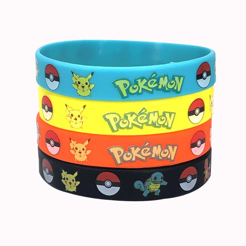 4 шт. браслет с покемонами аниме фигурки Пикачу Чармандер детский силиконовый