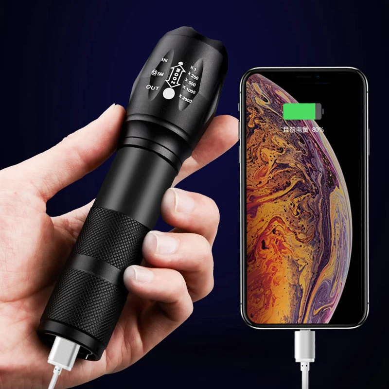 

Ceholyd Led Flashlight High Quality XM-L2 U3 T6 Torch Zoomable Powerbank Function Lantern For Camping Built in 18650 Battery