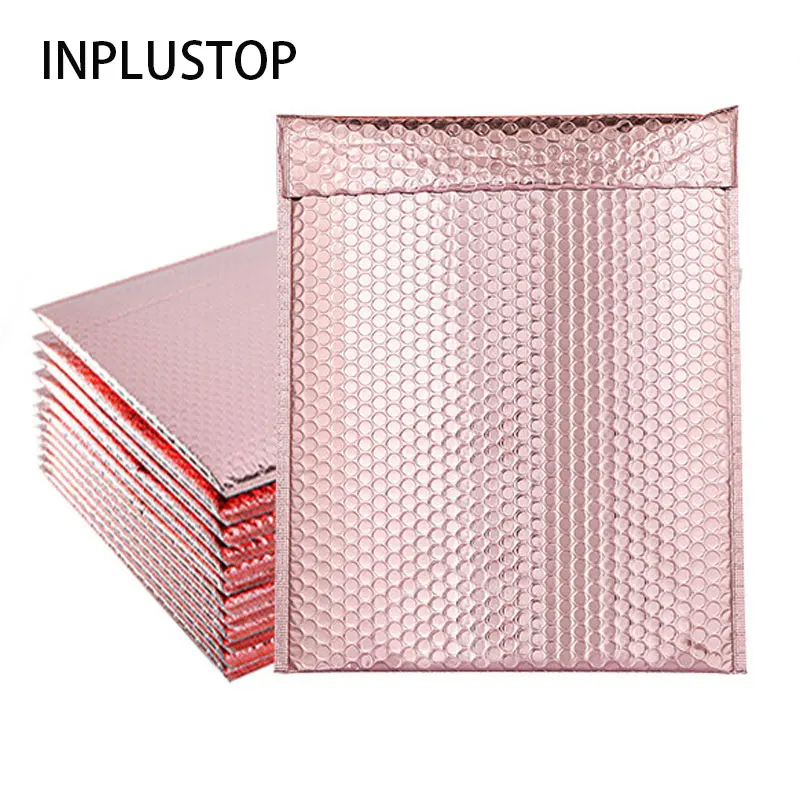 

INPLUSTOP 20Pcs Aluminum Bubble Envelope Bag Rose Gold Clothing Express Packaging Bags Waterproof Thickened Mailing Foam Pouch