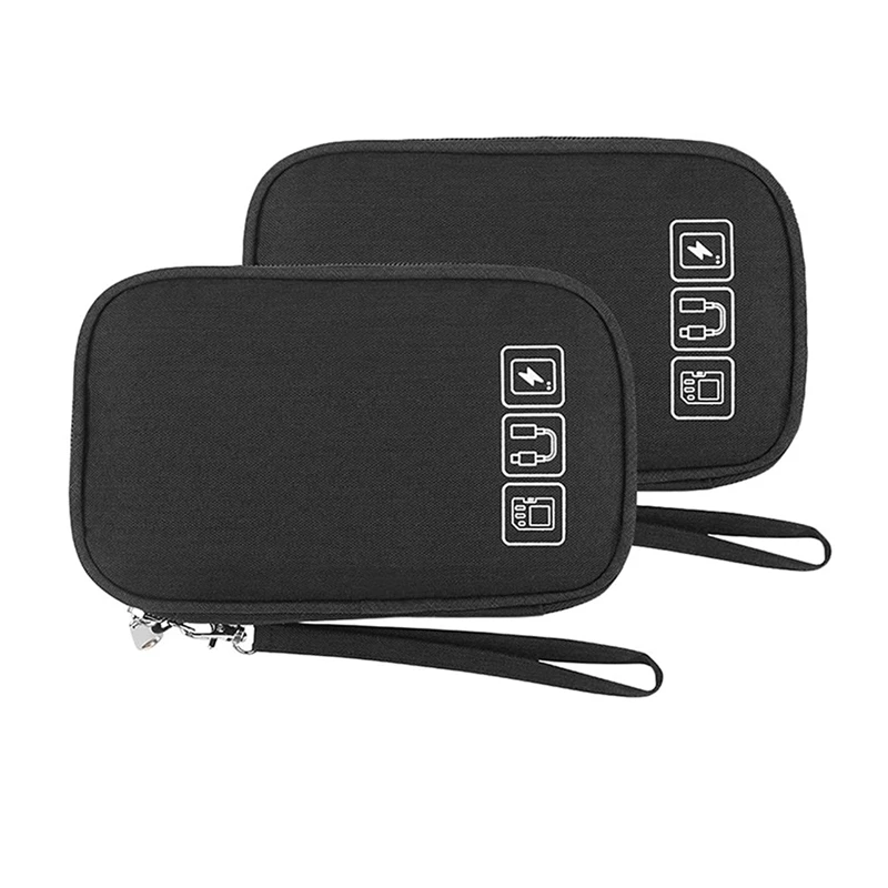 

2PCS Electronic Organizer,Small Travel Cable Organizer Bag For Cable,Charger,Hard Drive,Earphone,USB,SD Card
