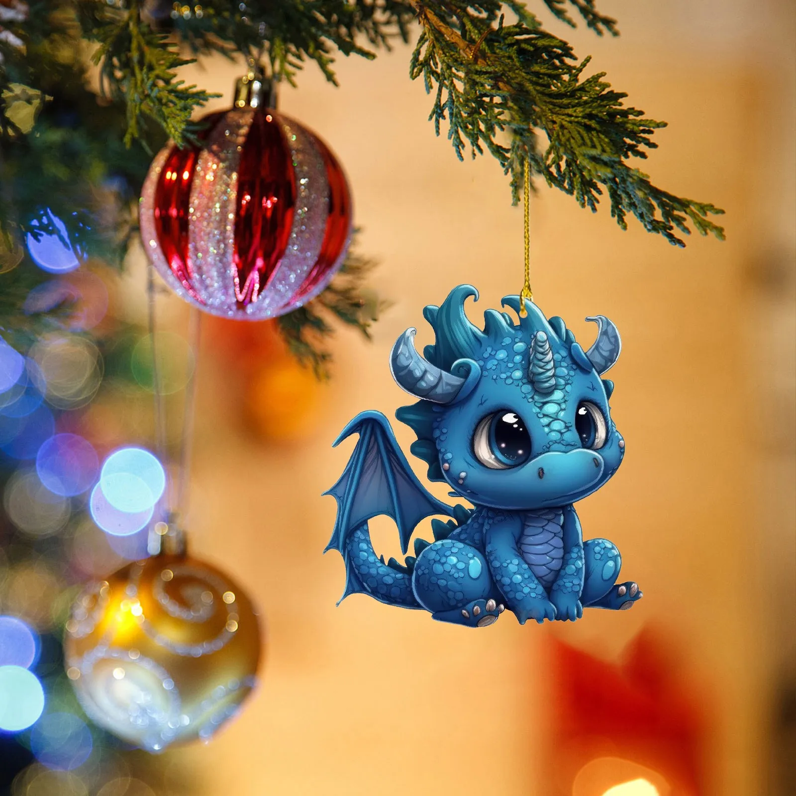 Рождественский декор с летающим драконом