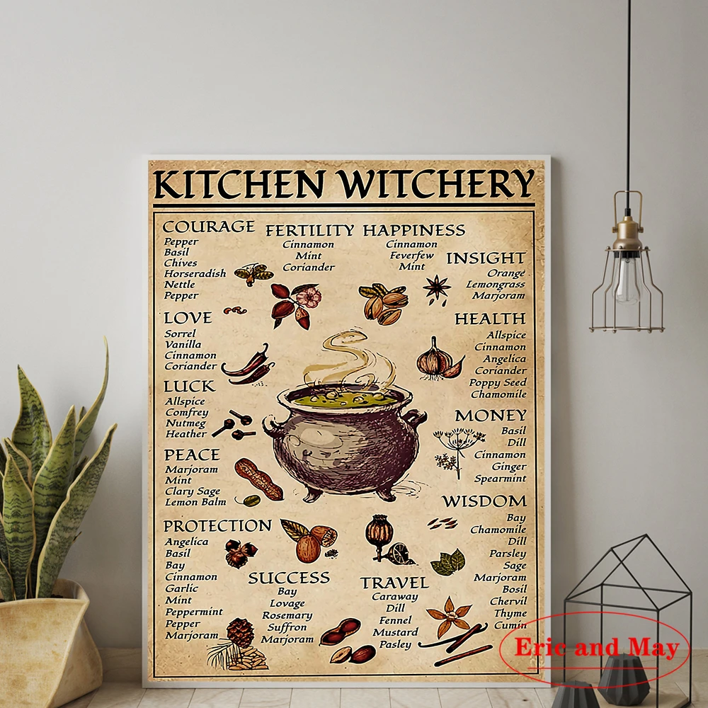 

Funny Witches Magic Knowledge Kitchen Witchery Poster And Print Canvas Paintings Picture On The Wall Aesthetic Room Decor Plakat