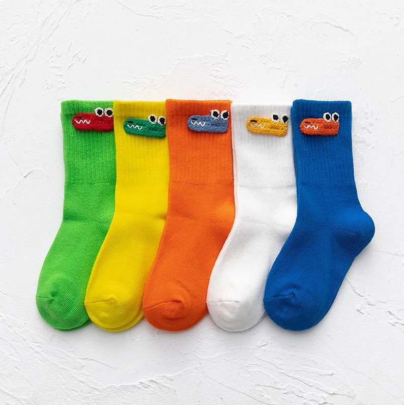 RiniKinda 5 Pairs/pack Autumn New Children's Socks Cute Cartoon Baby Cotton Socks For Boys Girls Princess Japanese Tube Socks