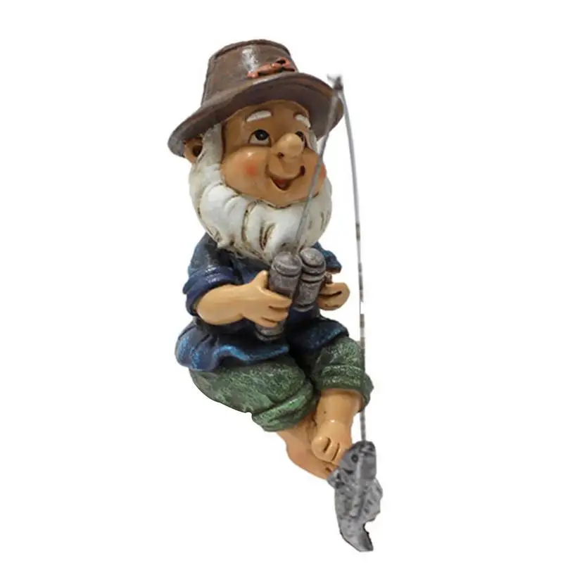 

Gnome Fishing Statue Cute Resin Garden Statue Decoration Outdoor Lawn Yard Gnome Sculpture Ornament For Front Yards Flowerbeds