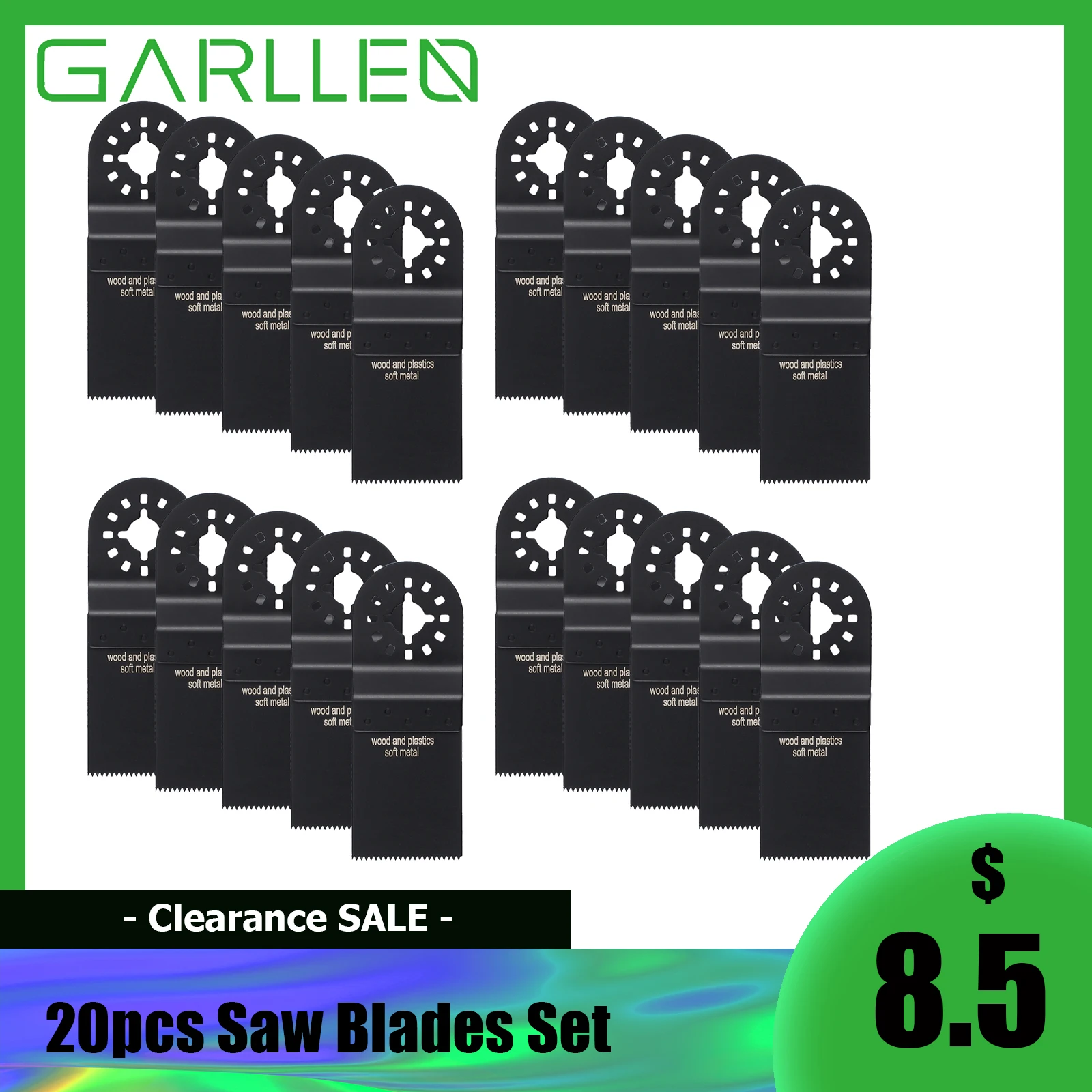 GARLLEN Oscillating Saw Blade 20pcs High Carbon Steel Saw Blades Accessories For Fast Cutting Wood Plastic Laminates Fiberglass