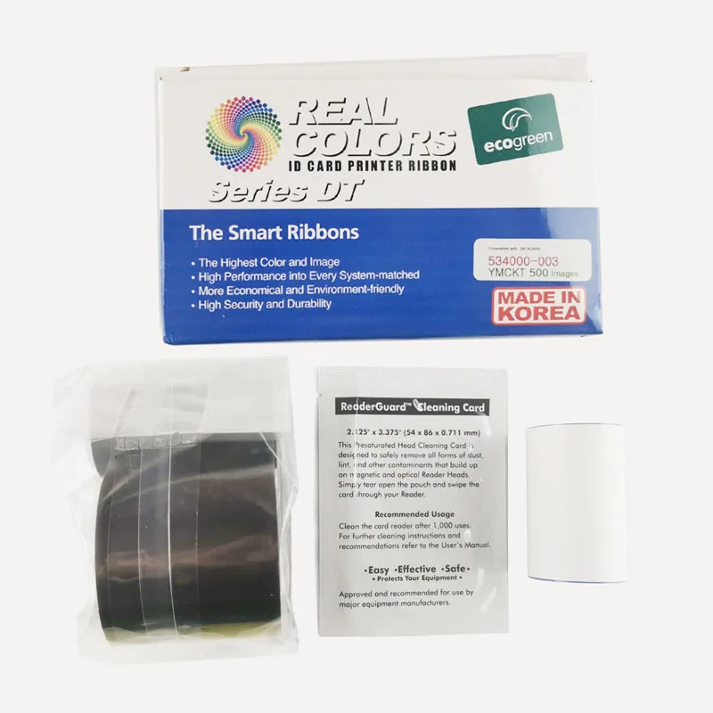 534000-003 лента YMCKT 500 штифты/рулон для принтера Datacard включая чистящую карту и ролик