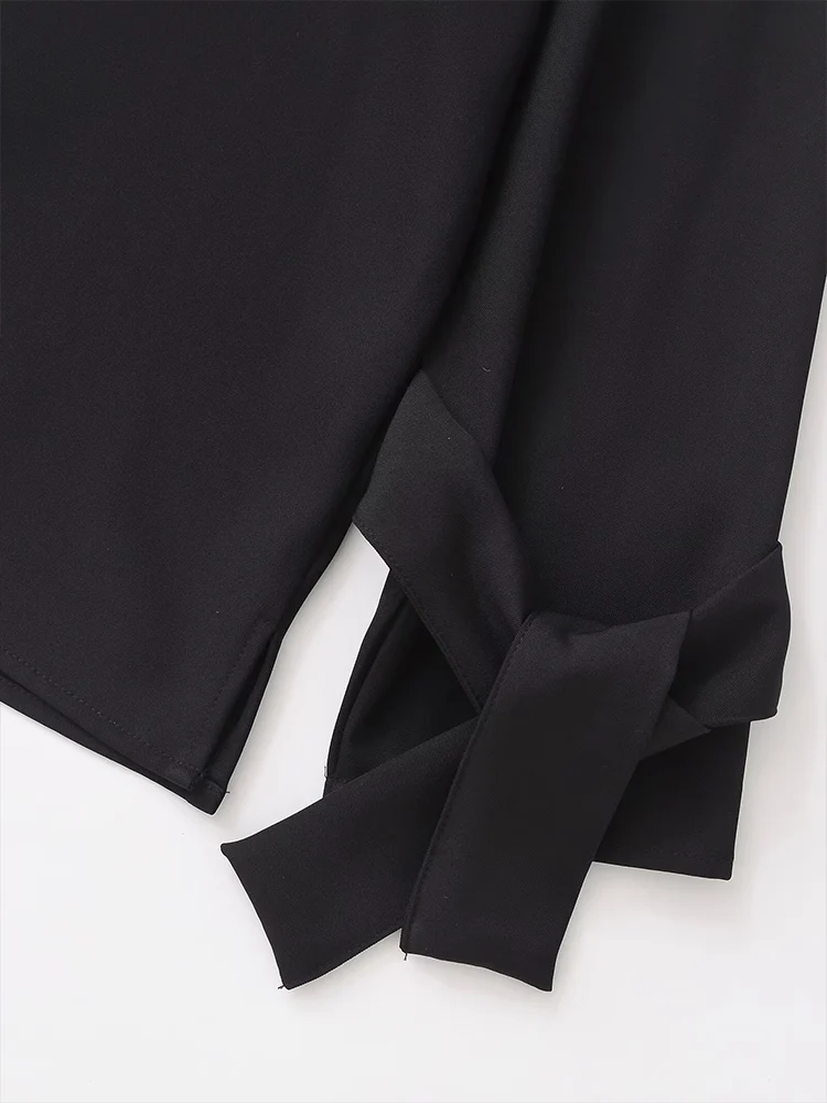 Новинка Осень 2024 Женская модная универсальная драпированная рубашка с бантом в