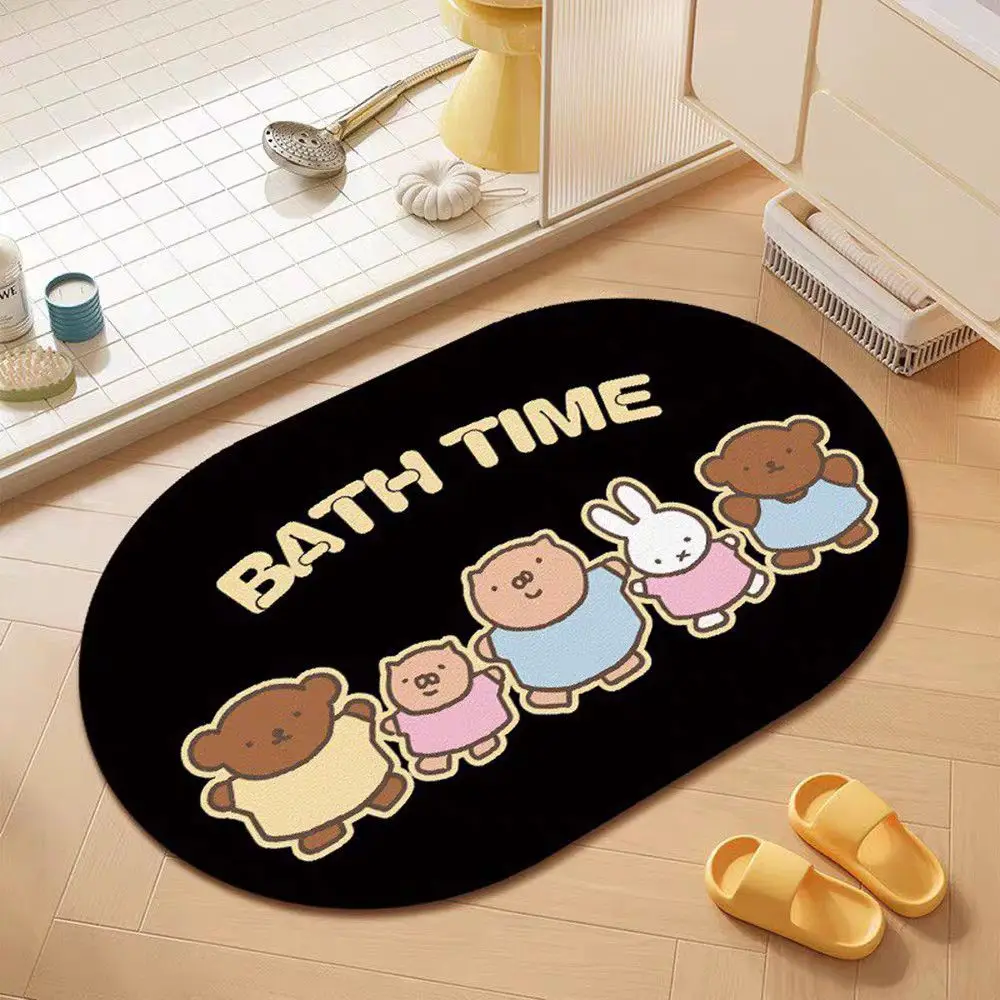 Фото Коврик для ванной Miffy с мультяшным рисунком, впитывающий воду, из диатомовой земли, для туалета, умывальника, нескользящий, милый, для всей семьи №5