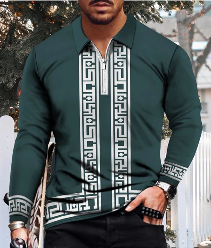 

Мужская повседневная Осенняя рубашка-поло с длинным рукавом, Мужская футболка на пуговицах, мужские топы, уличная одежда для гольфа, одежда ...