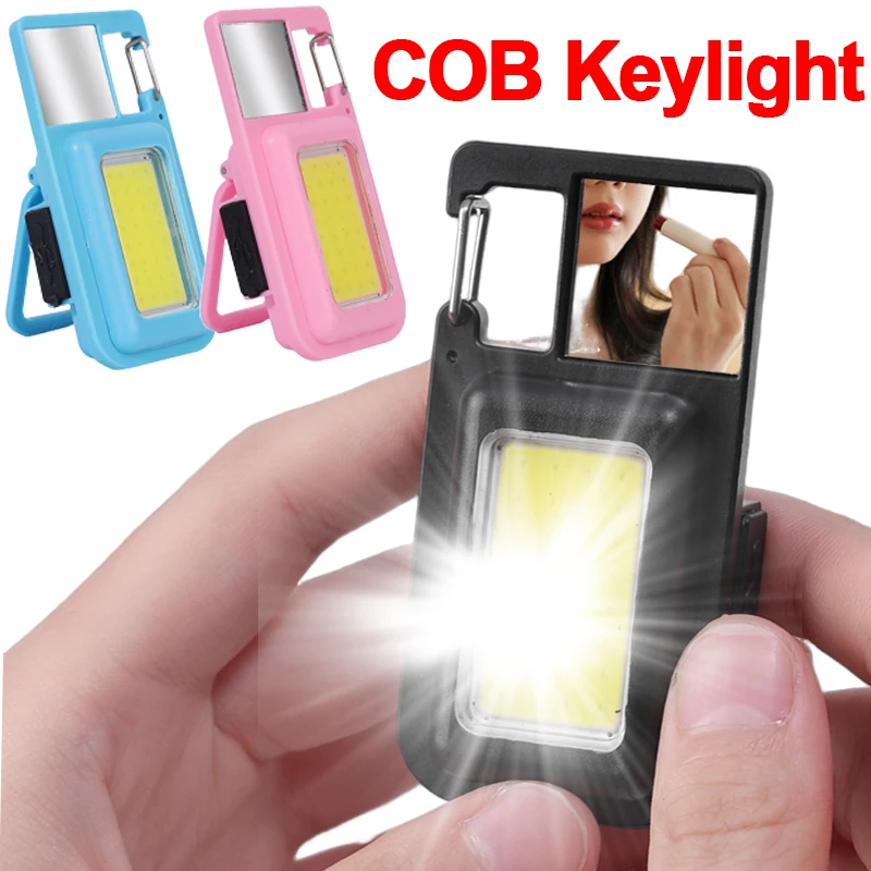 

Mini USB Flashlight Rechargeable Flashlight COB Work Light LED Keychain Lights for Outdoor Girls Makeup Camping Fishing Torches
