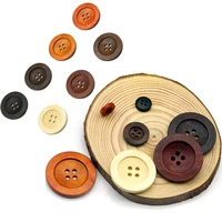 50pcs 10 38mm retro round button solid wood wide brimmed 4 holes clothes wild coat windbreaker sweater decoration buttons sc371
