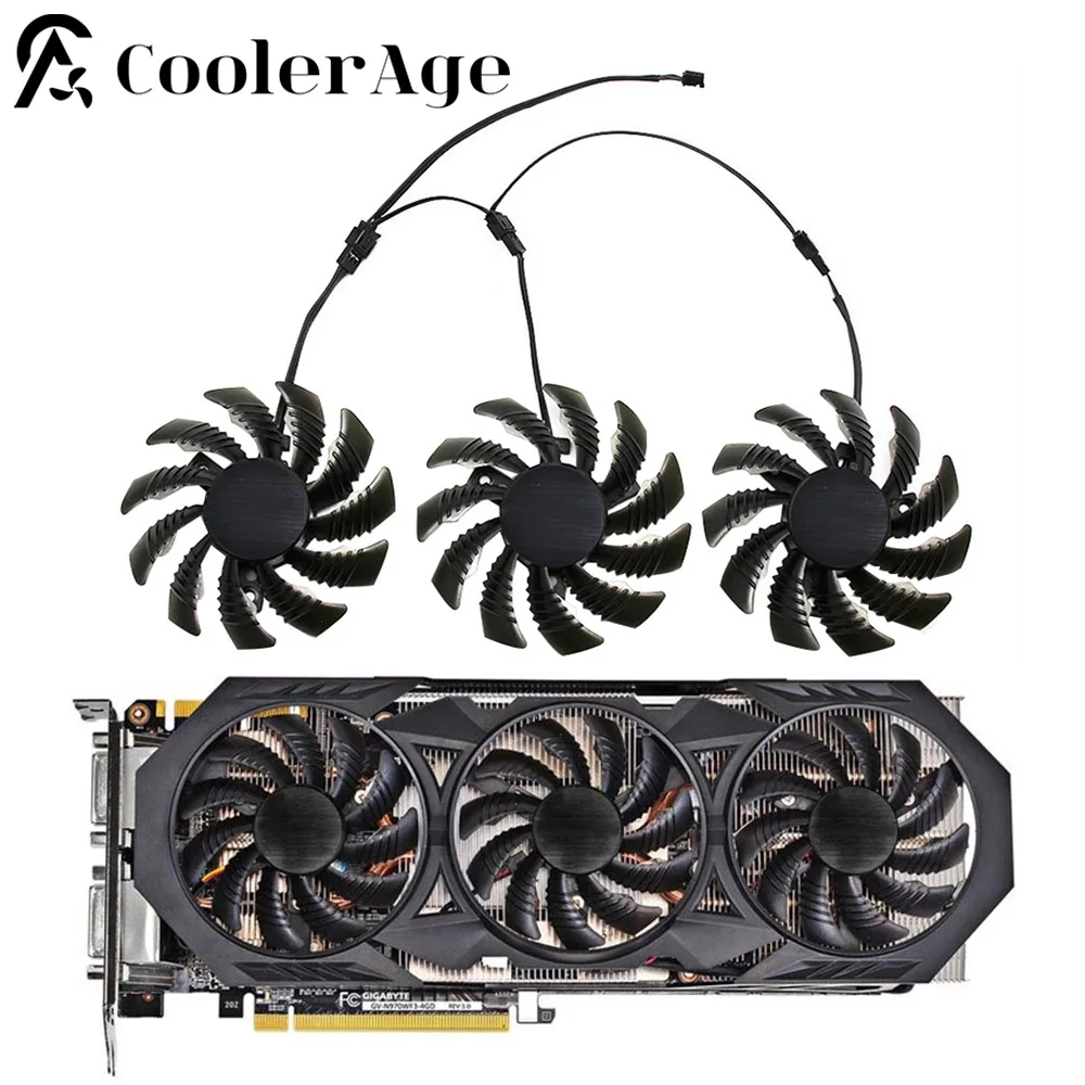 

75MM T128010SM PLD08010S12H 3pin GTX 970 Cooler Fan for Gigabyte GV-N970WF3OC-4GD GTX970 Graphics Video Card Cooling Fan