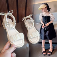 beading little girl sandals girls sandals 2022 summer kids shoes bow child sandals non slip princess beach shoes 2 to 8 years 34