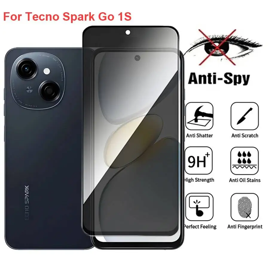 Фото Защитная пленка из закаленного стекла Go 1S Kl4h Anti Spy Privacy, совместимая с пленкой для телефона Tecno Spark Go1s №1