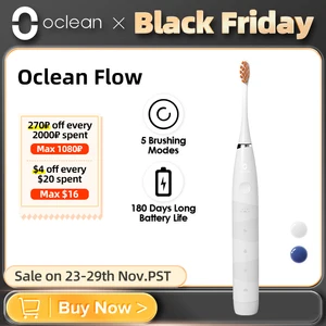 Oclean Flow Умный Соник Электрический Зубная щётка Набор Перезаряжаемые Автоматический Ультразвуковой Зубная щётка Комплект IPX7 Стоматологический Отбеливатель