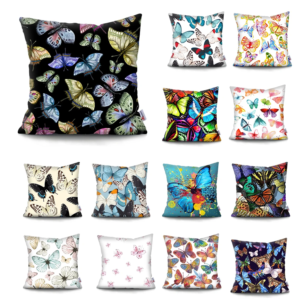 

Cartoon tropical butterfly cushion cover Super Soft Short Plush Cushion Covers Home Decoration Pillowcase Polyester Throw Pillow
