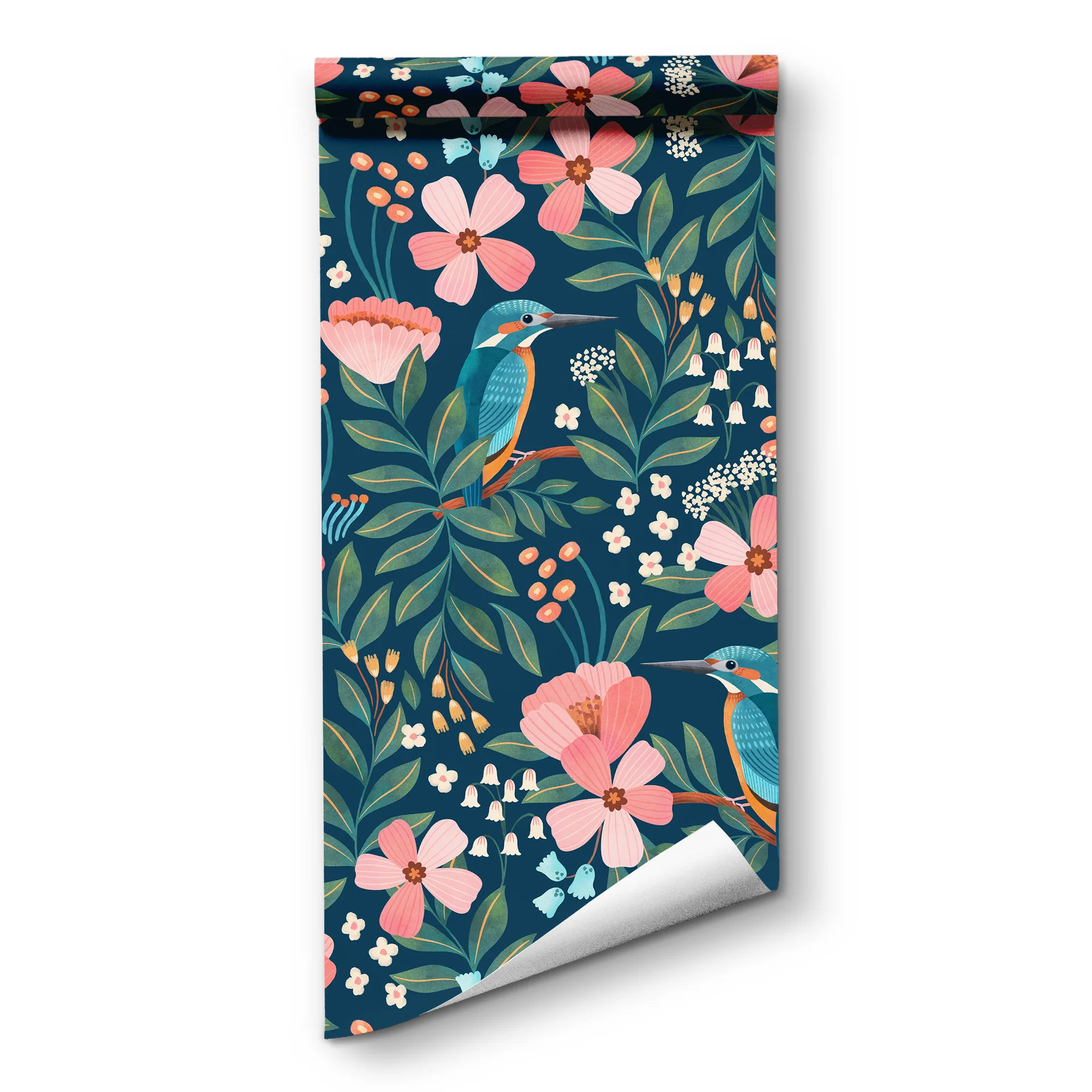 Винтажные самоклеящиеся обои с цветочными птицами, синие, розовые обои с цветами, съемные наклейки на контактную бумагу