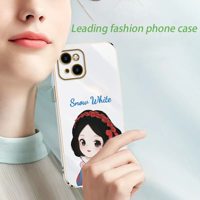 

NOHON Casing For APPLE iPhone 13 12 11 Pro Max mini XS XR 8 PLUS 7 6S 6G Cute Girl Electroplated Anti-Scratch Phone cover