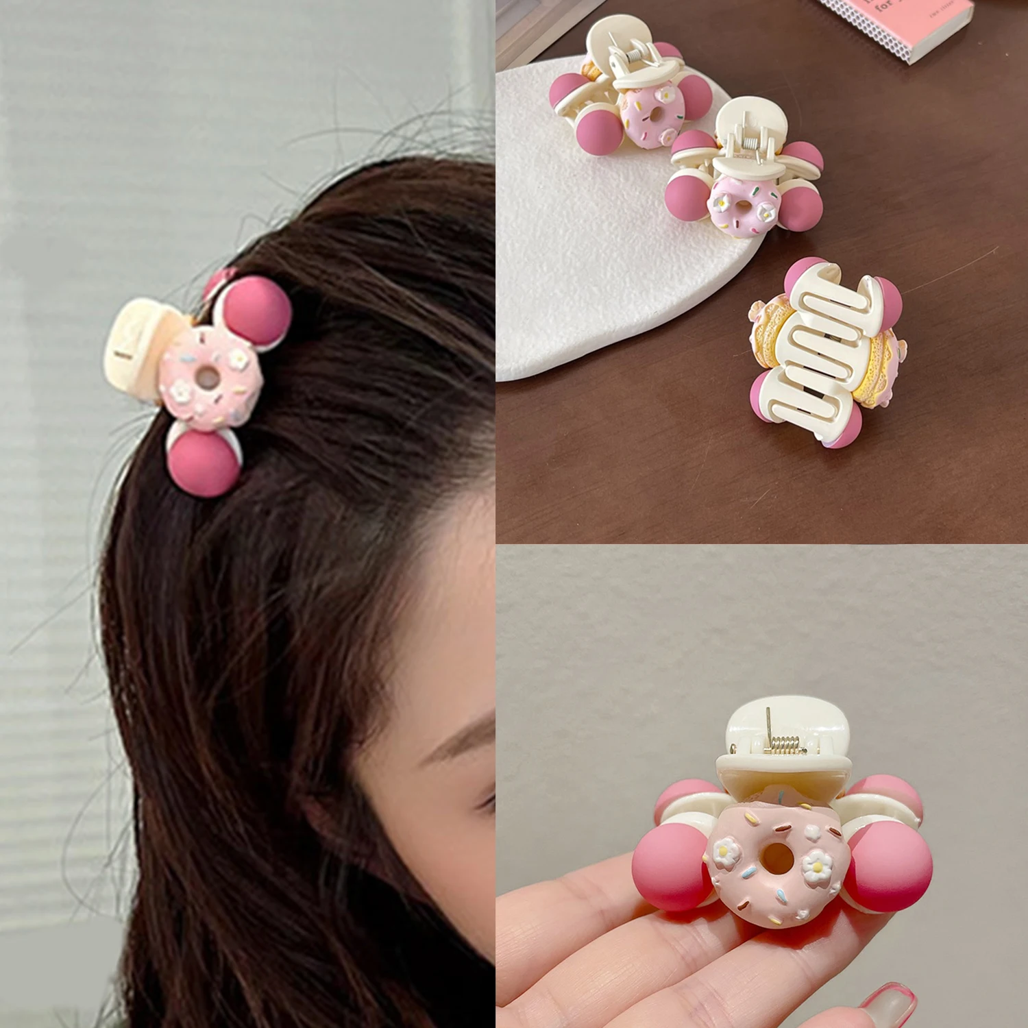 

Cute Doughnut Mini Hair Claws Korean Japan Sweet Girls Bangs Side Clip Women Hair Clips Hairpins Summer Beach Hair Accessories