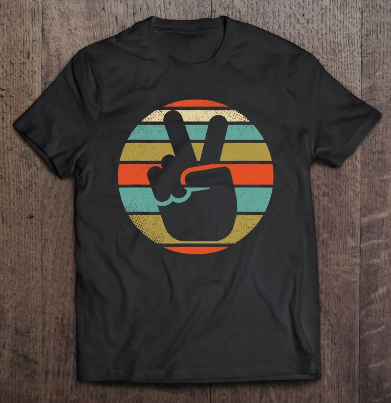 

Мужская Винтажная футболка с надписью «Hand Peace»