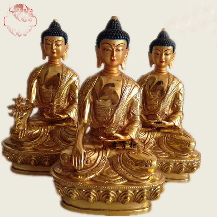 Фото ДОМАШНИЙ Храм Phra Sompo Buddhas #   Индия Тибетский буддизм Амитабха Шакьямуни медицина Будда Золото позолота латунная статуя 20 СМ №1