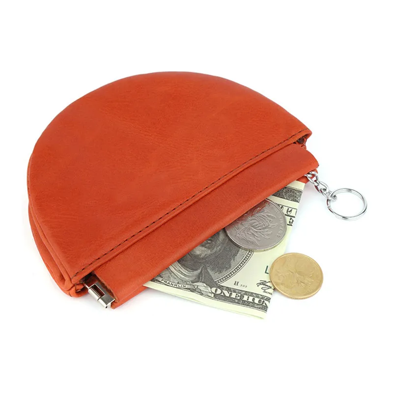 

New First Layer Cowhide Women Vintage Coin Purses Female Leather Small Mini Folding Wallets Credit Card Holder Money Bag Clip
