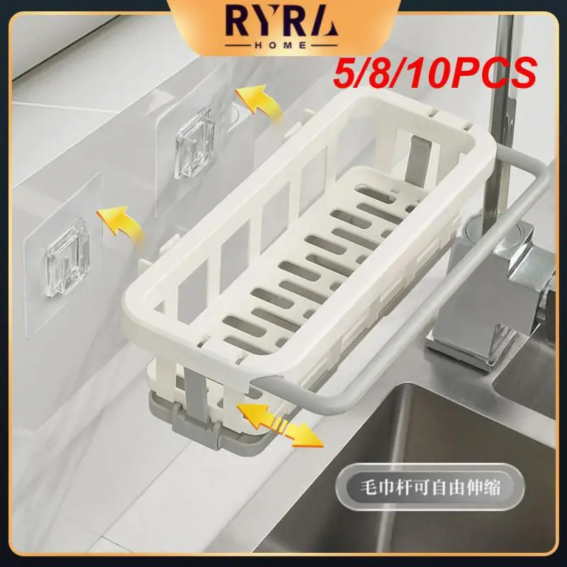 

5/8/10PCS Kitchen Gadgets Accessories Tool Easy To Storage Storage Basket Shelf Extensible Design Sink Tray Wall Mounted