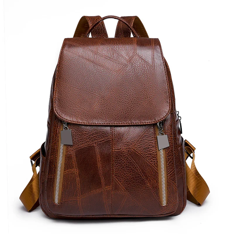 

Повседневный Женский винтажный рюкзак из искусственной кожи, вместительный уличный дорожный ранец, женская модная школьная сумка на ремне
