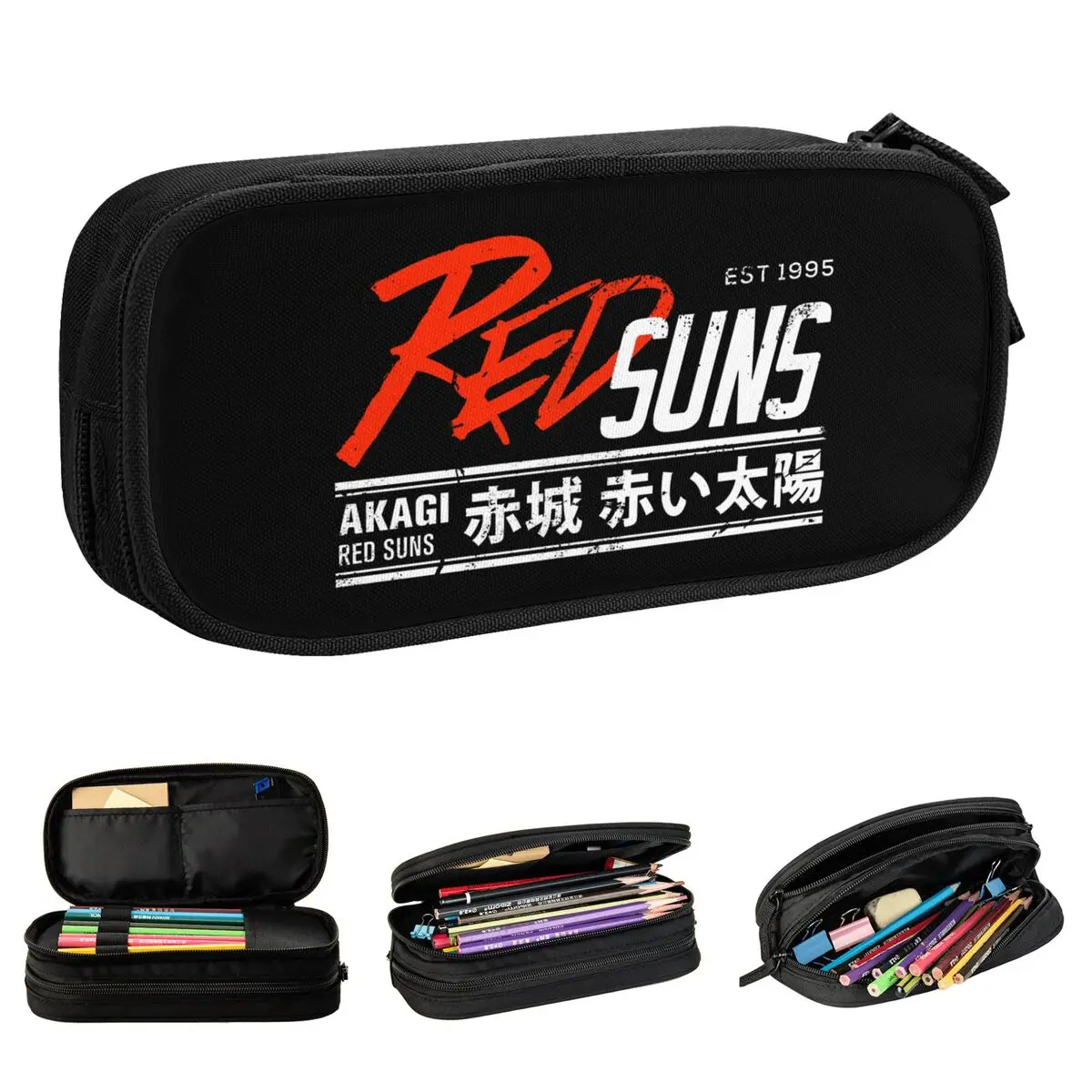 

Initial D Red Suns Anime Pencil Case Drift Japan Racing Pen Pencil Bags Student Big Capacity Students School Zipper Pencilcases